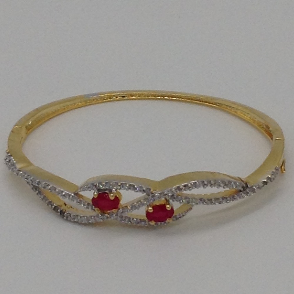 White And Red CZ Openable Kada Bracelet JBG0048