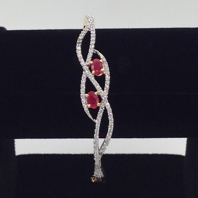 White And Red CZ Openable Kada Bracelet JBG0048