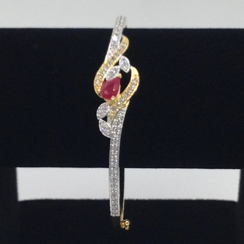 White And Red CZ Openable Kada Bracelet JBG0040