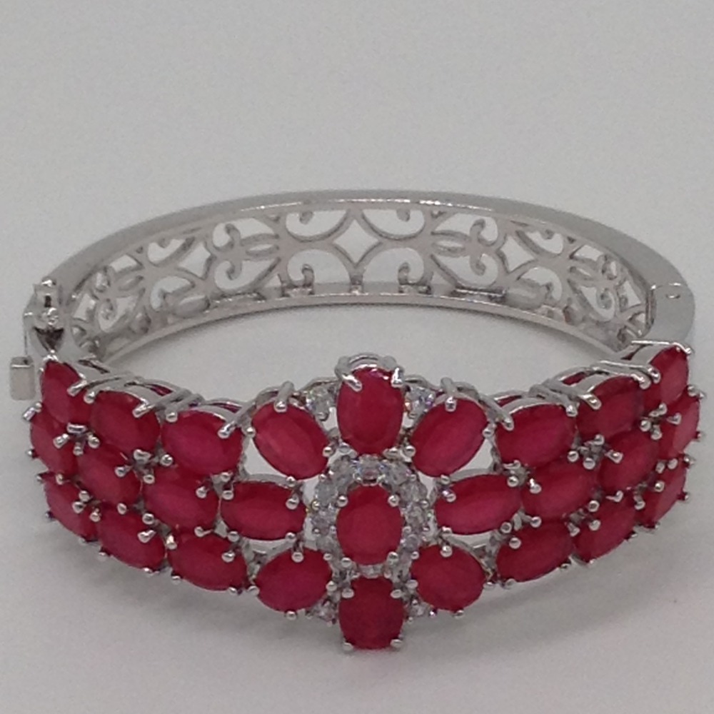 White And Red CZ Openable Kada Bracelet JBG0038