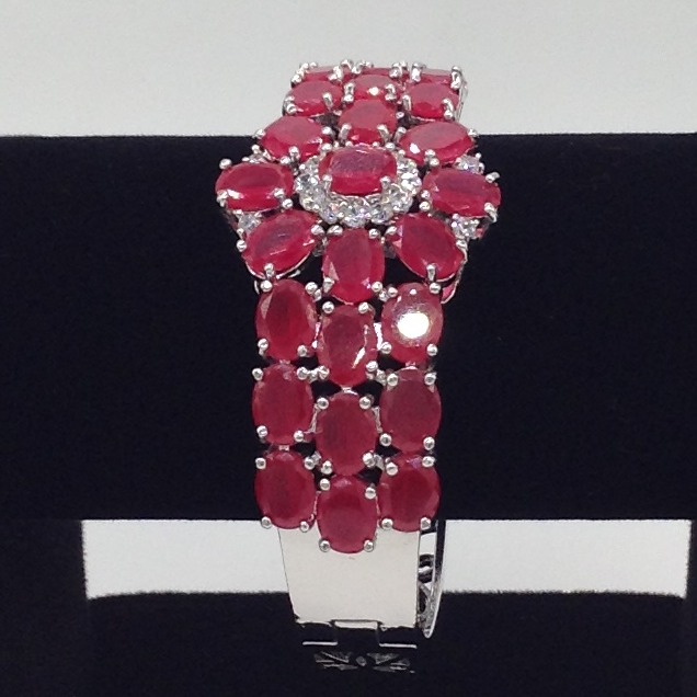 White And Red CZ Openable Kada Bracelet JBG0038