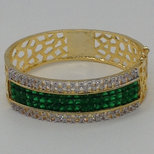 White And Green CZ Openable Kada Bracelet JBG0029