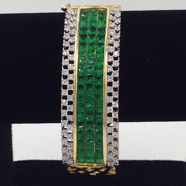 White And Green CZ Openable Kada Bracelet JBG0029