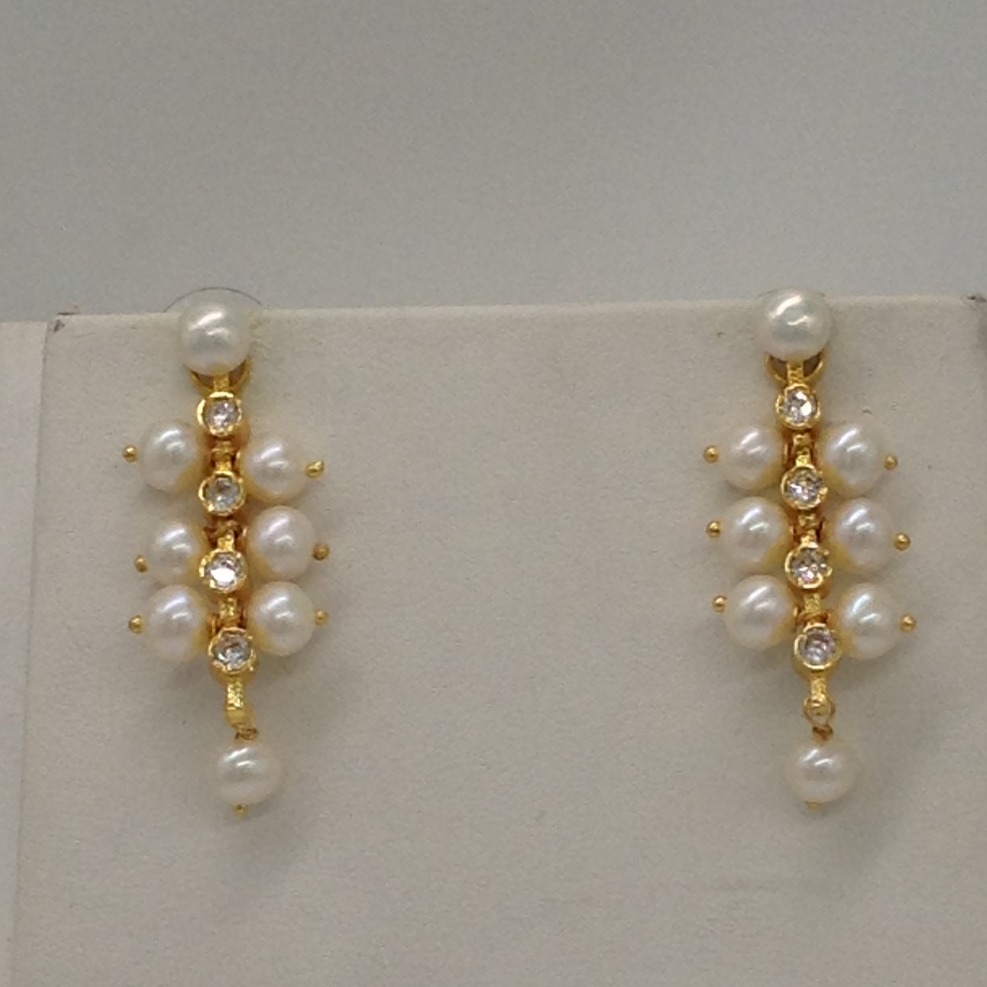 White Pearls and White CZ Patti 5 Layers Patta Set JPP1034