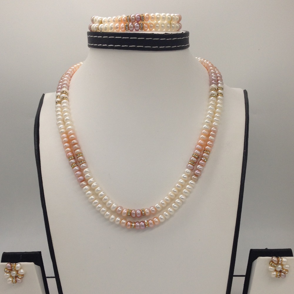 Freshwater Multicolour Flat Shaded 2 Lines Pearls Full Set JPP1016