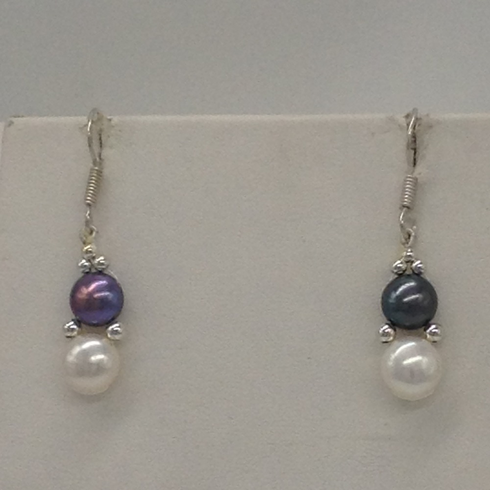 Freshwater White and Black Button Pearls 1 Lines Necklace set JPP1023