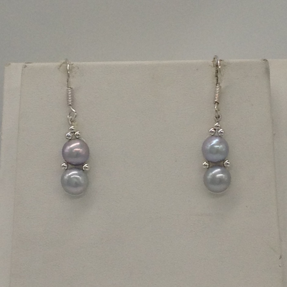 Freshwater Grey Button Pearls 1 Lines Necklace set JPP1026