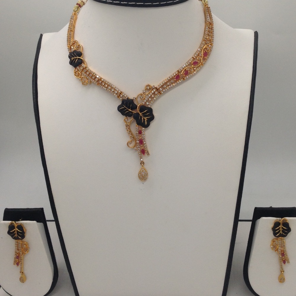 White and Red CZ Stones Necklace Set JNC0047