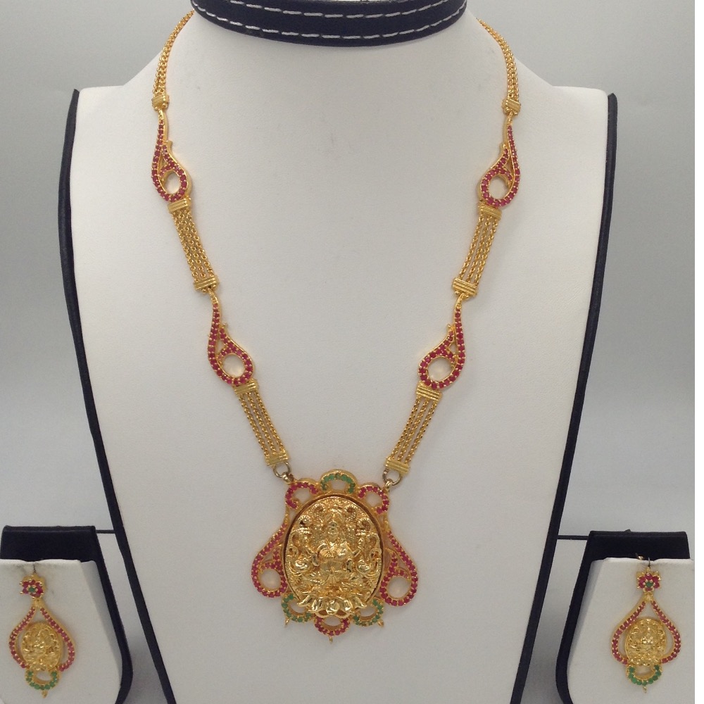 Red and Green Stones Laxmi Necklace Set JNC0040