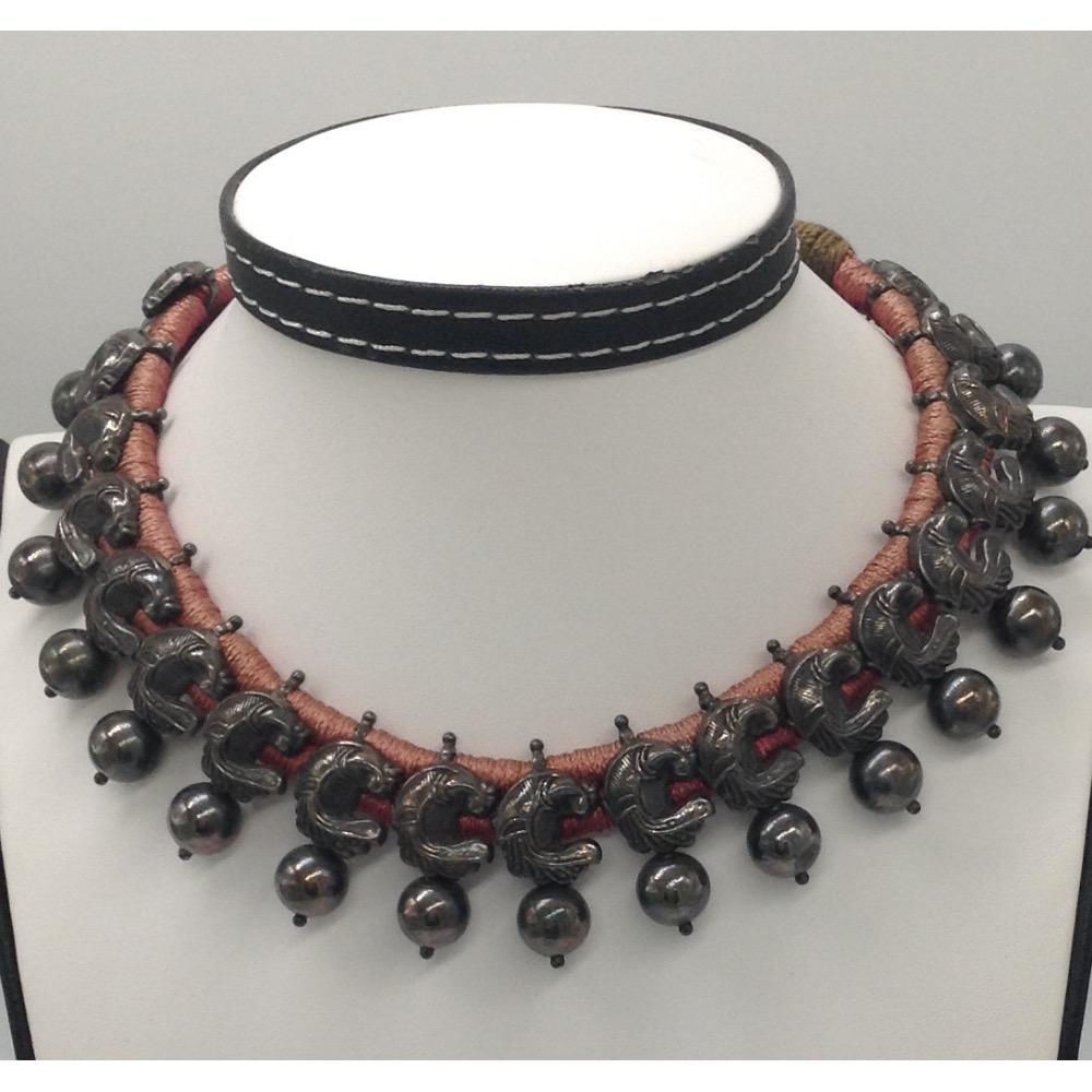 Silver 925 Oxidised Balls Tussi Necklace JNC0018