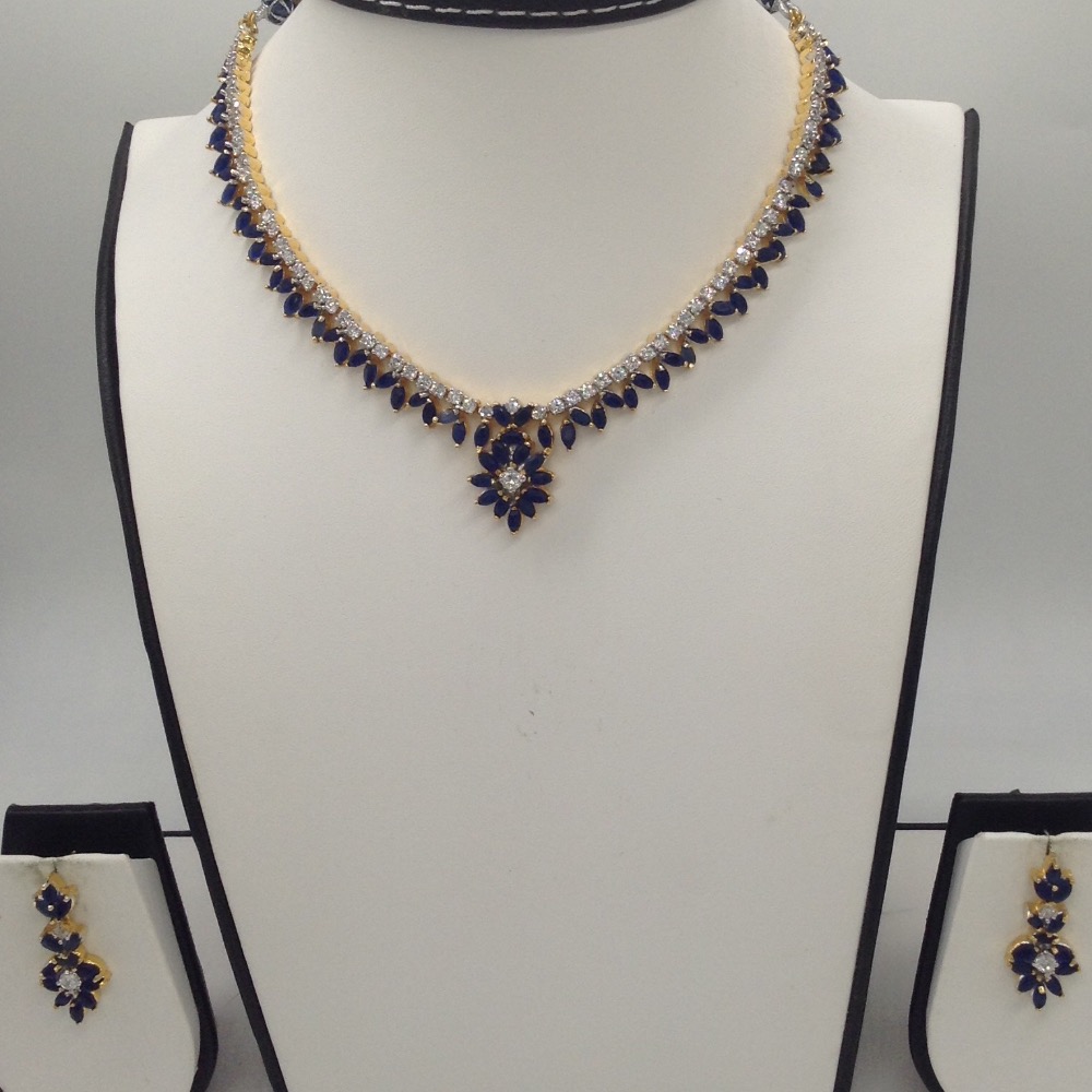 White And Blue CZ Stones Necklace Set JNC0003
