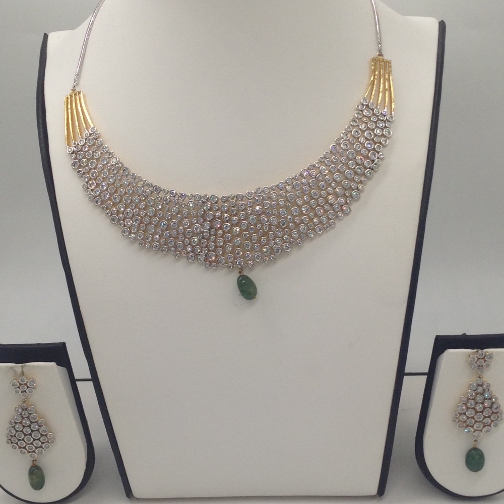 White cz stones necklace set jnc0039