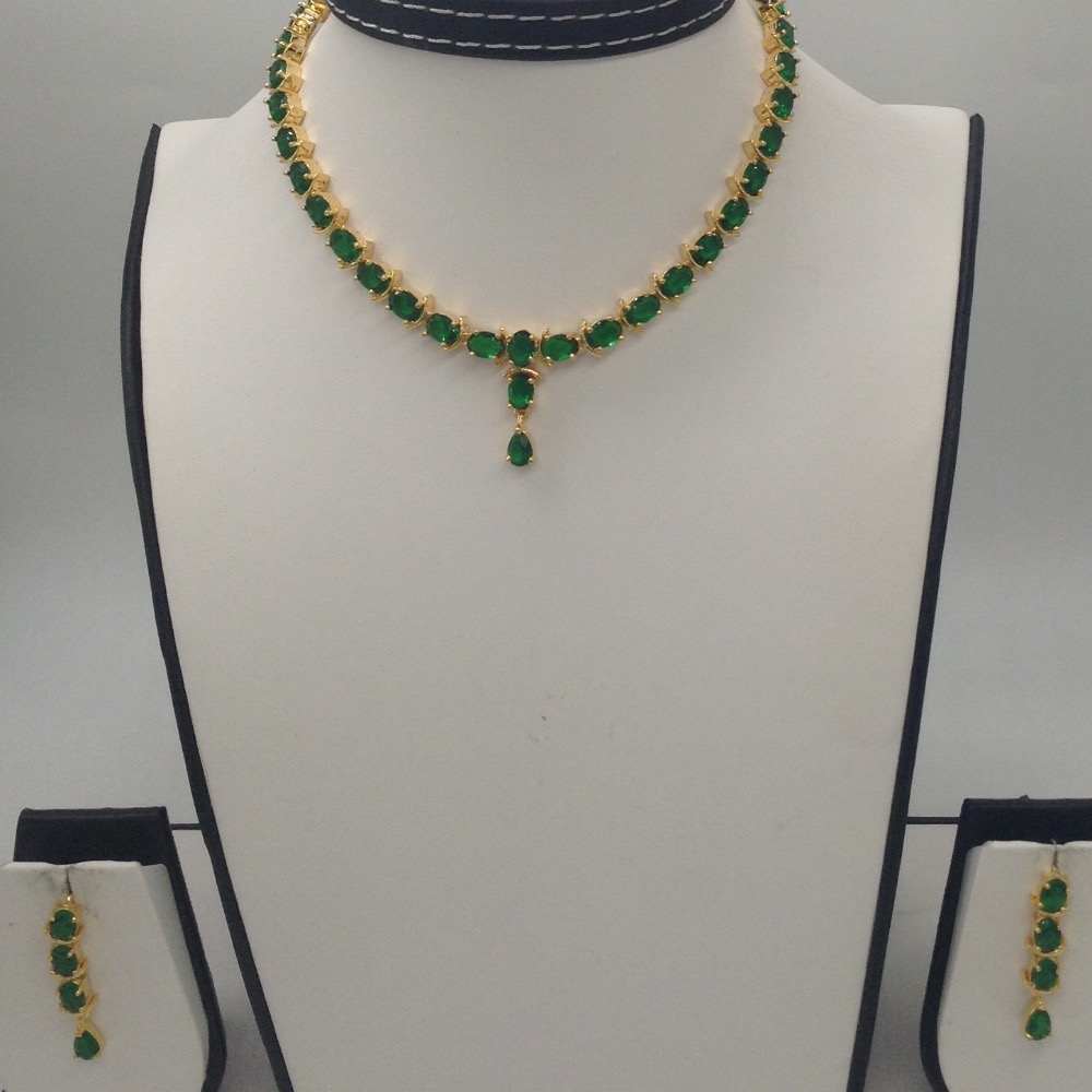 Oval Green CZ Stones Necklace Set JNC0044