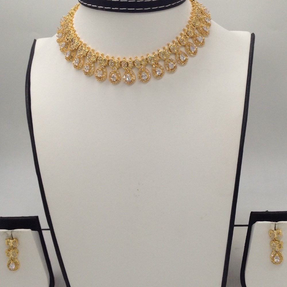 White CZ Stones Necklace Set JNC0038