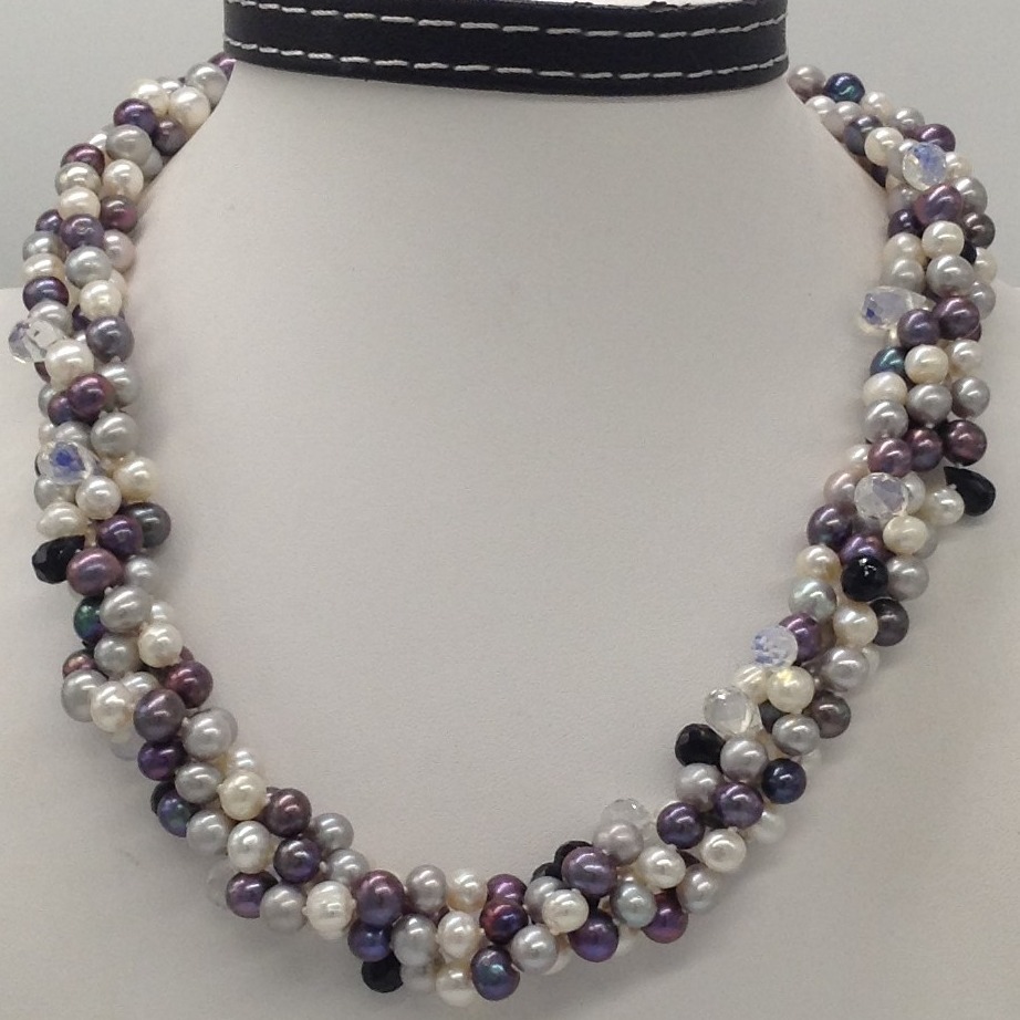 multicolour potato pearls necklace with cz drops JPM0310