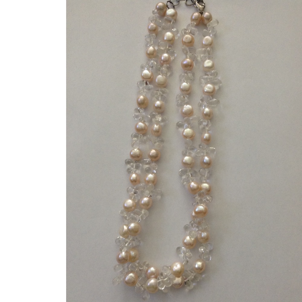 Pink Potato Pearls Necklace With Sphetic Drops JPM0296
