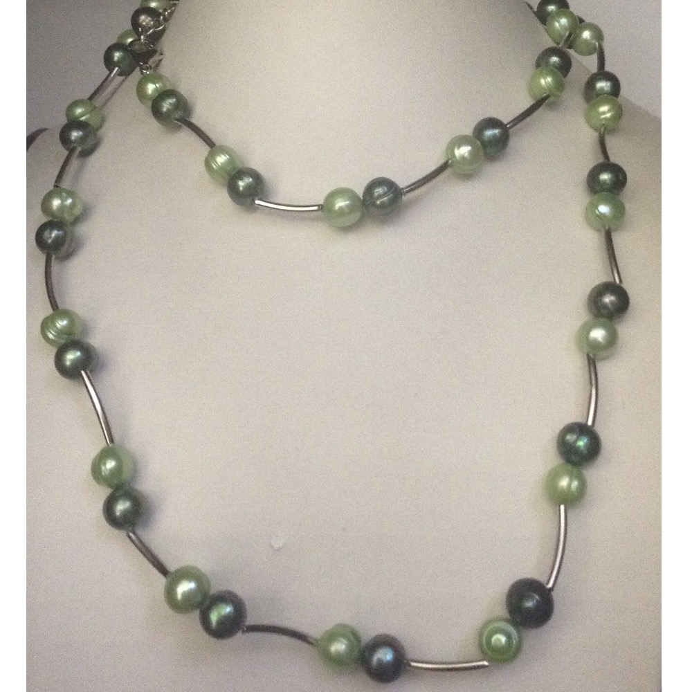 Freshwater Green Potato Pearls Long Pipe Mala JPM0270