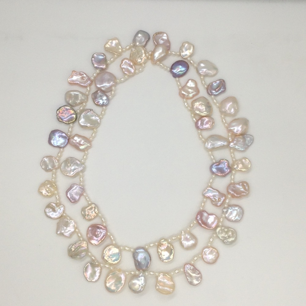Freshwater multicolour baroque drop pearls long mala jpm0263