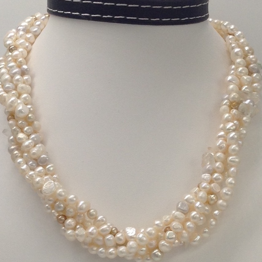 white potato pearls twisted neckalce with sphetic chips JPM0258