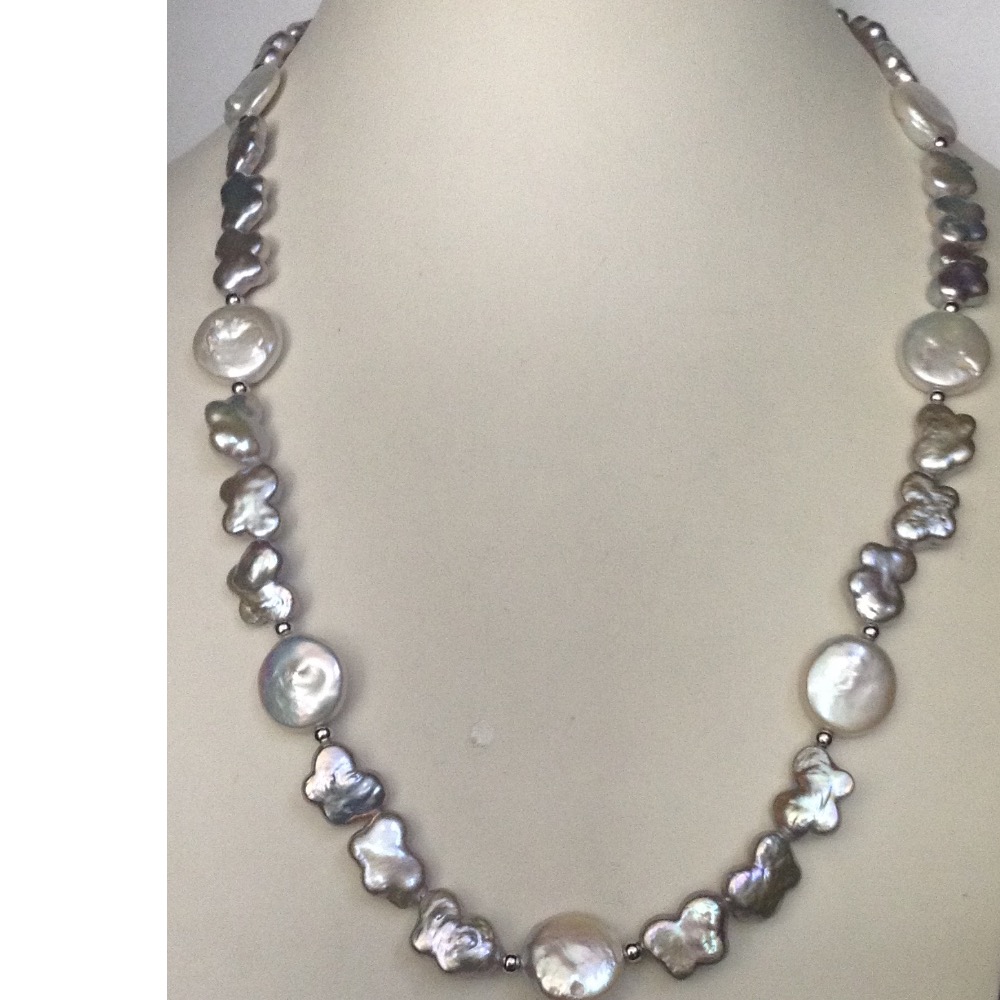 Freshwater Grey Butterfly Baroque Pearls Mala JPM0253
