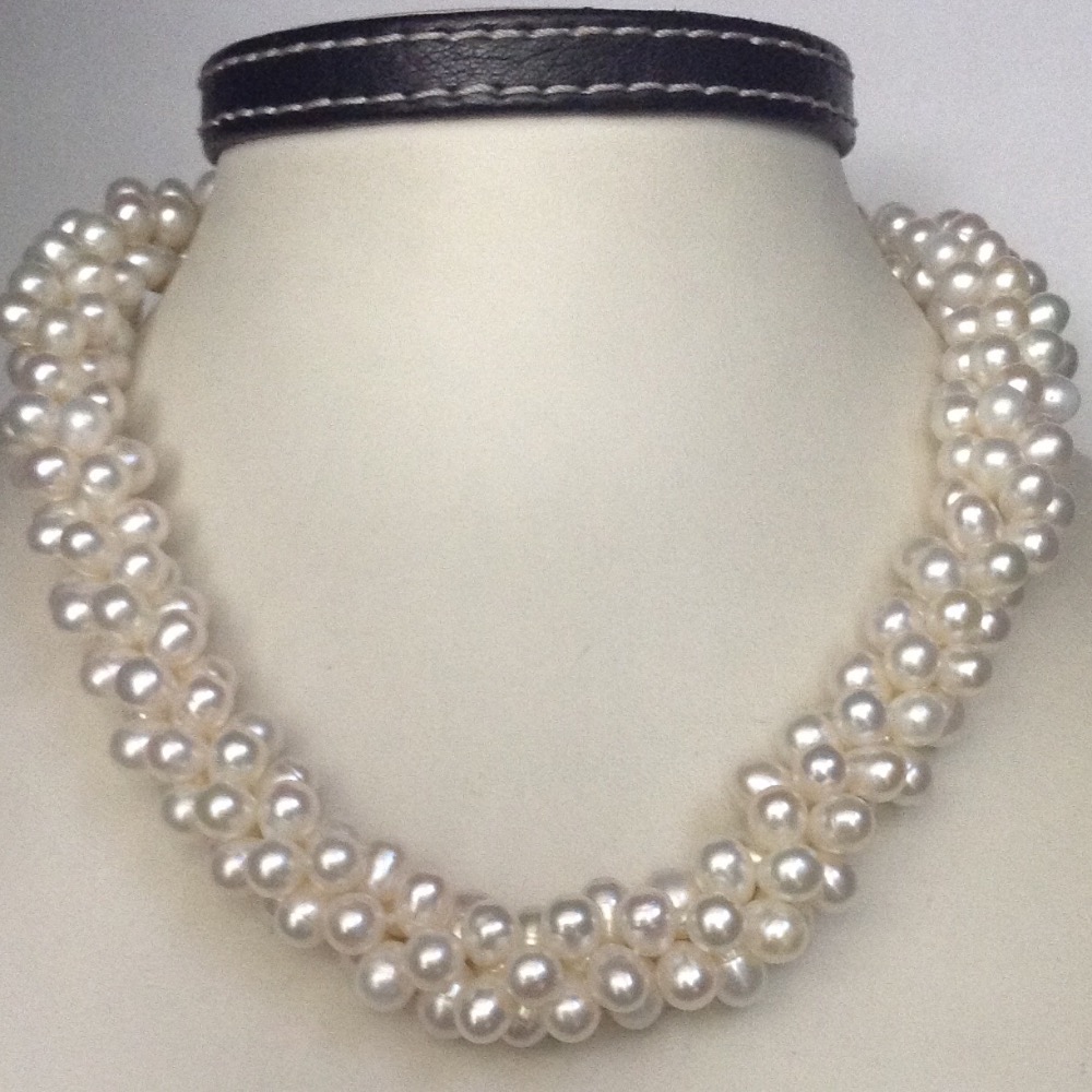 Freshwater White Drop Pearls 3 Layers Necklace JPM0252
