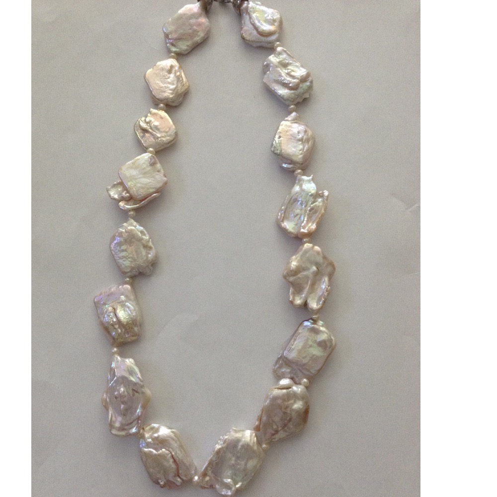 Freshwater Pink Glossy Natural Baroque Pearls Mala JPM0250
