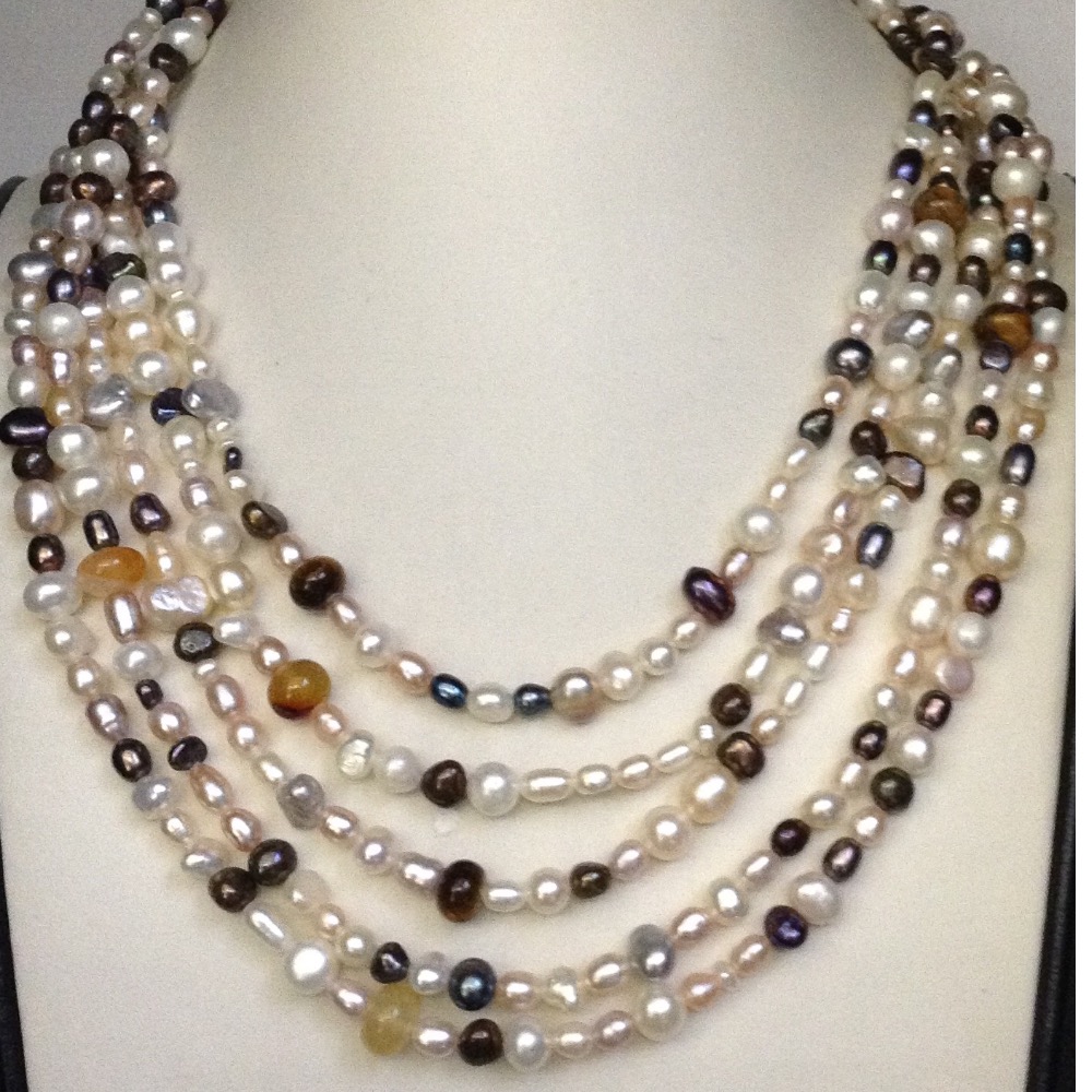 Multicolour Mix Long Mala With Semi Precious Beeds JPM0242