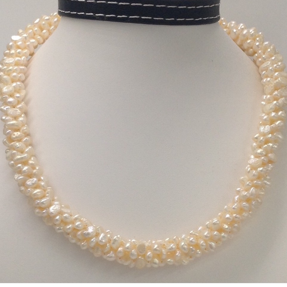 Freshwater Cream Button Pearls Jaali Rassi Mala JPM0212