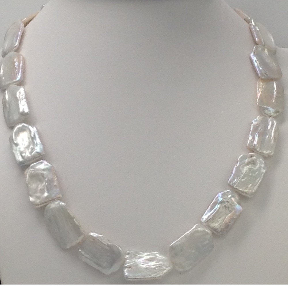 Freshwater White Square Baroque Pearls Mala JPM0209