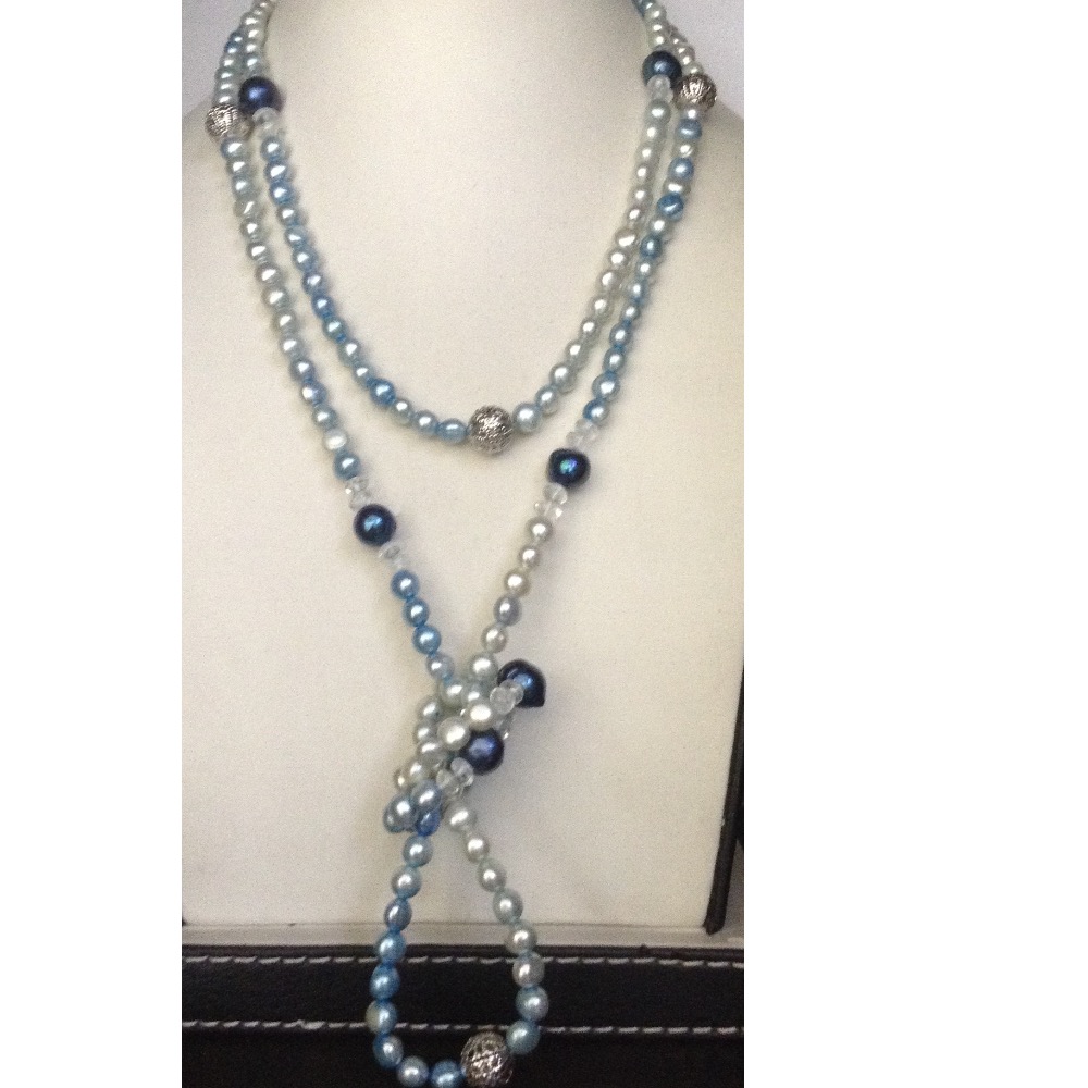 blue potato pearls long mala with balls and sphetic beeds JPM0148