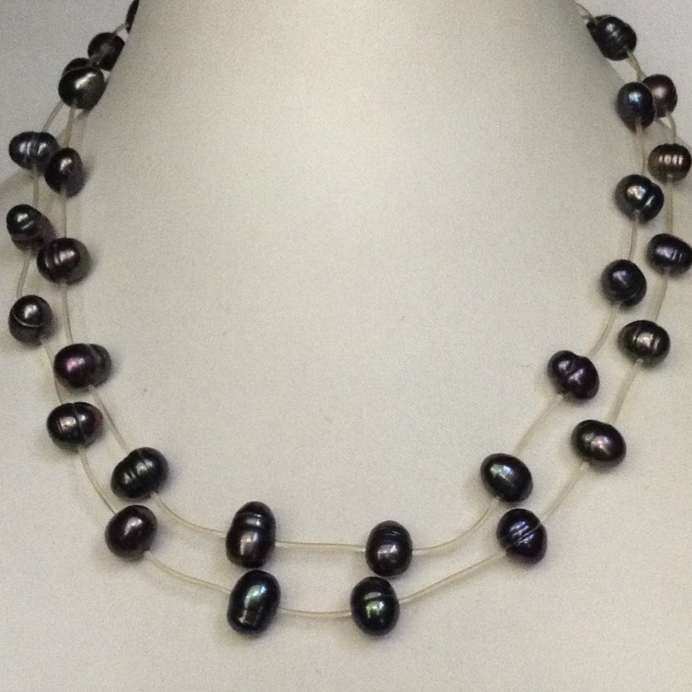 black potato pearls 2 layers pipe necklace JPM0179