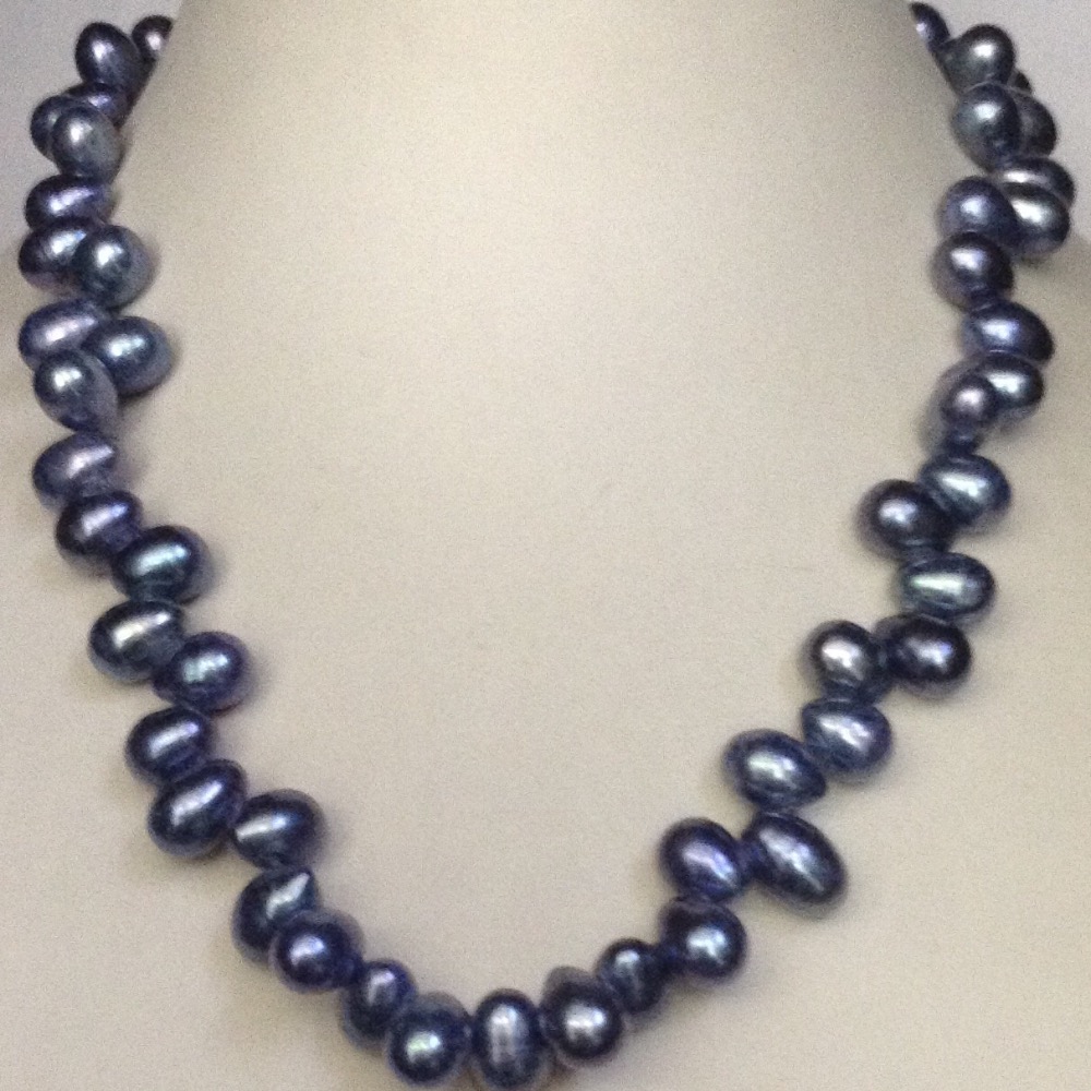 Freshwater grey oval zigzag pearls mala JPM0154