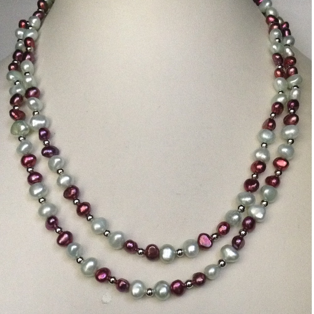 Freshwater Green and Brown Potato Pearls Long Mala JPM0152