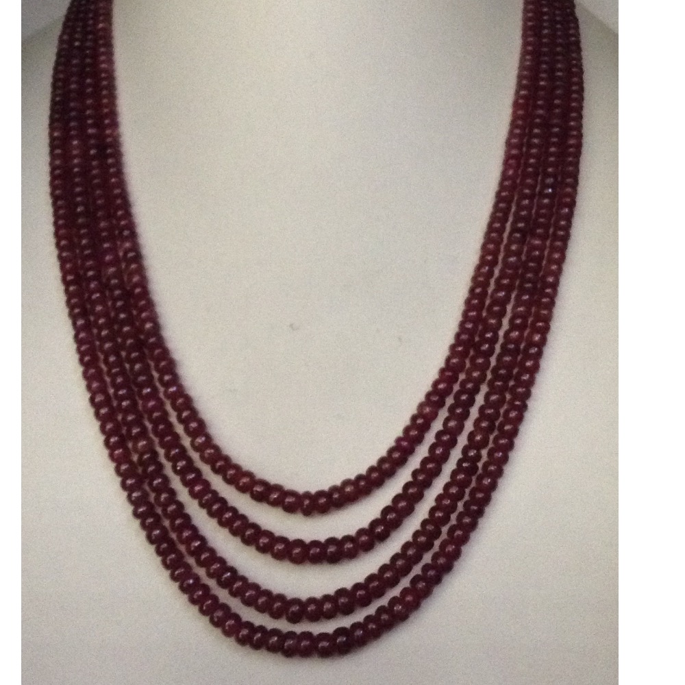 Natural Red Ruby Round Beeds 4 Layers Necklace JSR0114