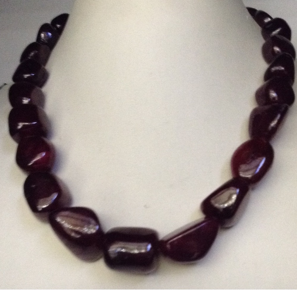 Natural Red Ruby Glass Filled Oval Tumbles Mala JSR0103