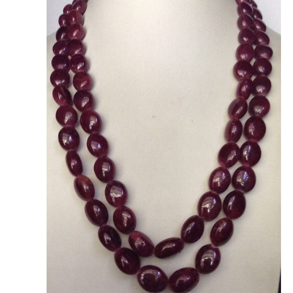 Natural Red Ruby Oval Aweja 2 Layers Necklace JSR0112