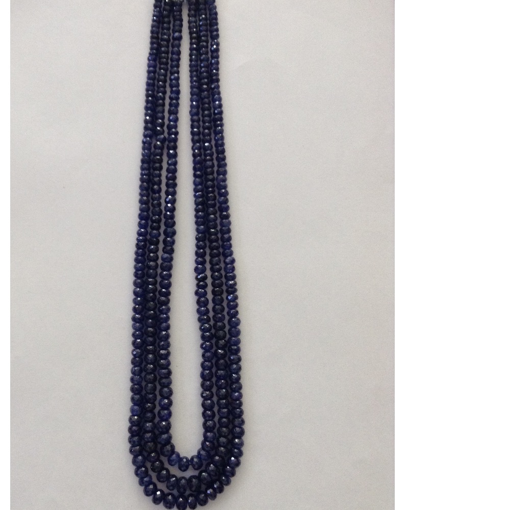 Natural Blue Sapphires Faceted Round Beeds Necklace JSB0102