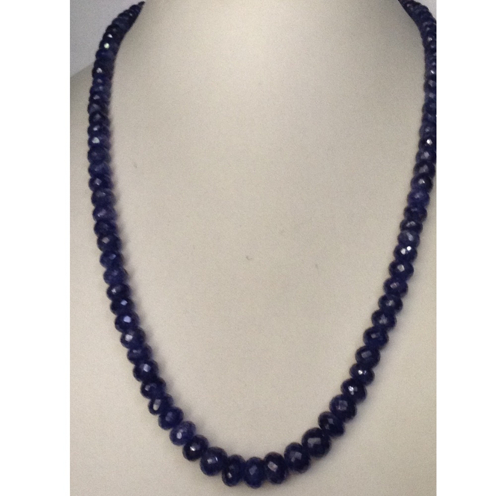 Natural Blue Sapphires Round Faceted Beeds Mala JSB0098
