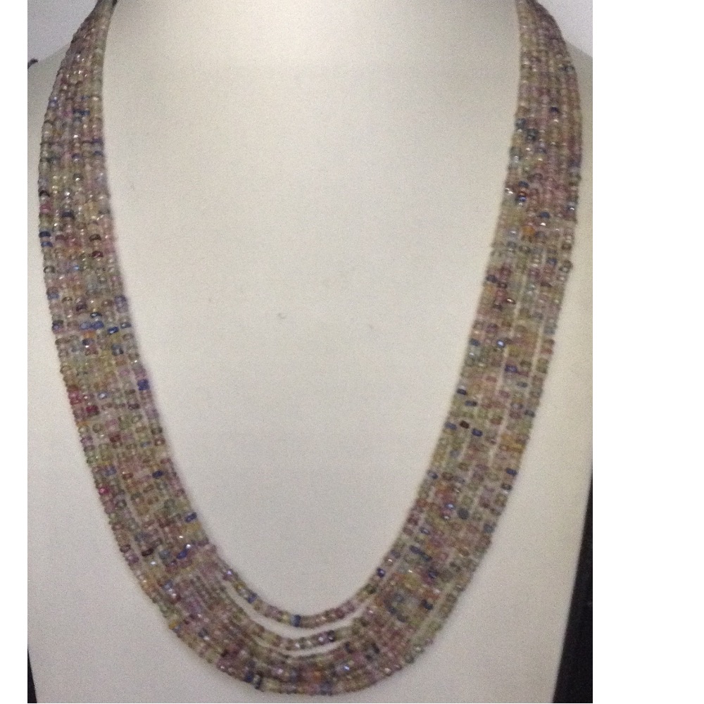 Natural Multicolour Aquamarine Round Beeds Necklace JSS0096