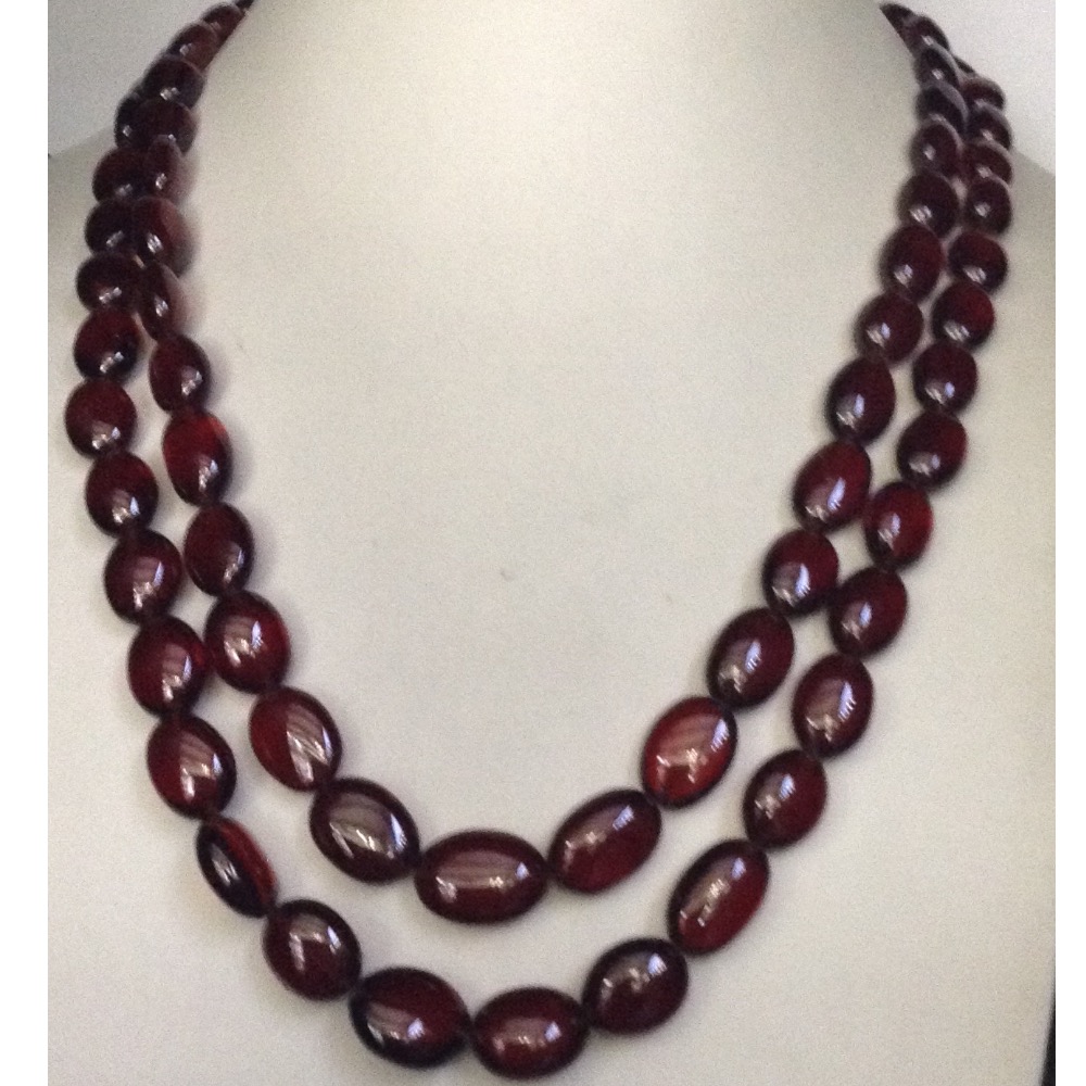 Natural Brown Gomed(Hessonite) Oval Aweja Necklace JSS0095