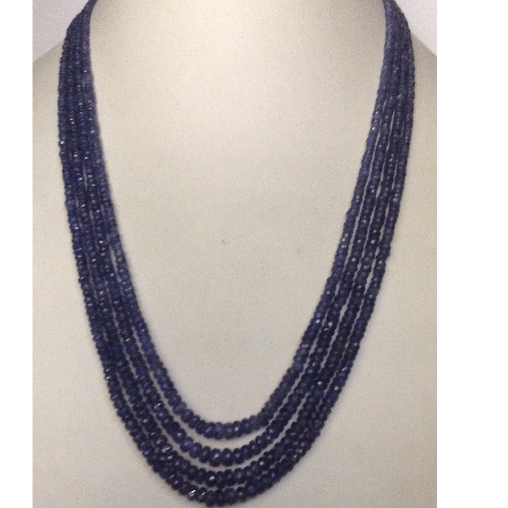 Natural Blue Sapphires Faceted Round Beeds Neckalce JSB0084