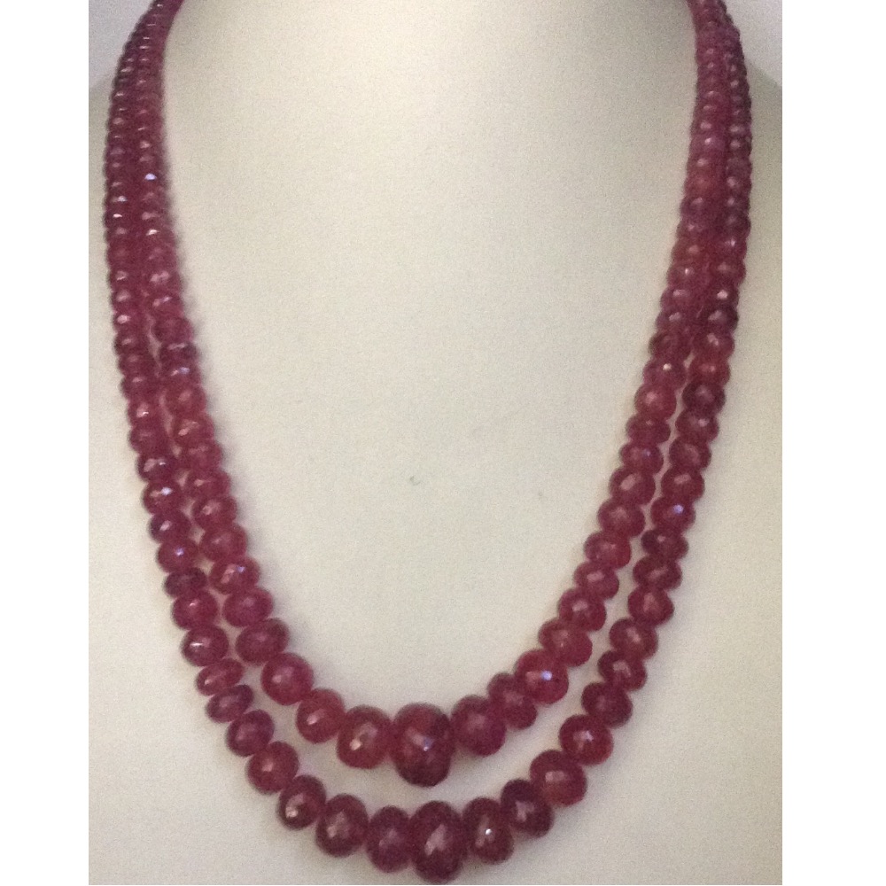 Natural Red Rubies Round Graded Beeds Necklace JSR0072