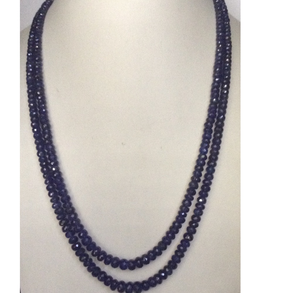 Natural Blue Sapphires Faceted Round Beeds Necklace JSB0067