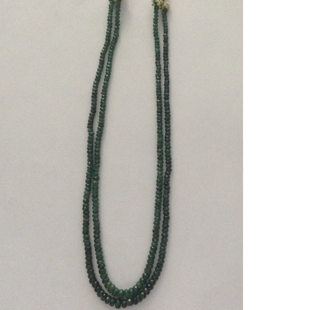 Natural Green Emeralds Faceted Round Beeds Necklace JSE0074