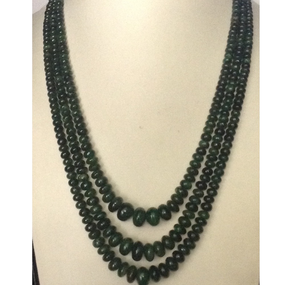Natural Green Emerlads Round Graded Beeds Necklace JSE0066