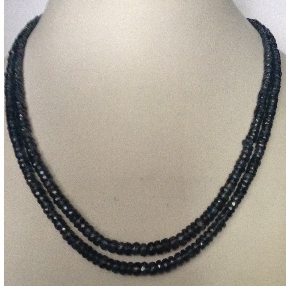 Natural blue kunzite faceted beeds 2 layers necklace JSS0048