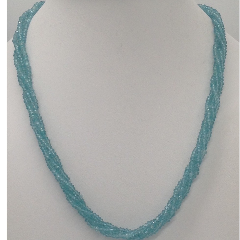 Natural Sky Blue Aquamarine Faceted Beeds 4 Layers Necklace JSS0041
