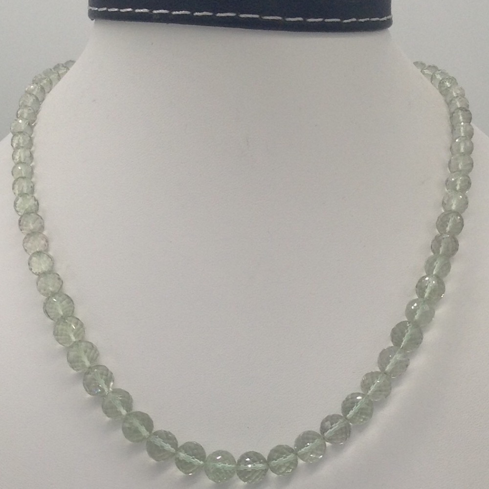 Natural Green Amethyst Round Faceted Beeds Mala JSS0050