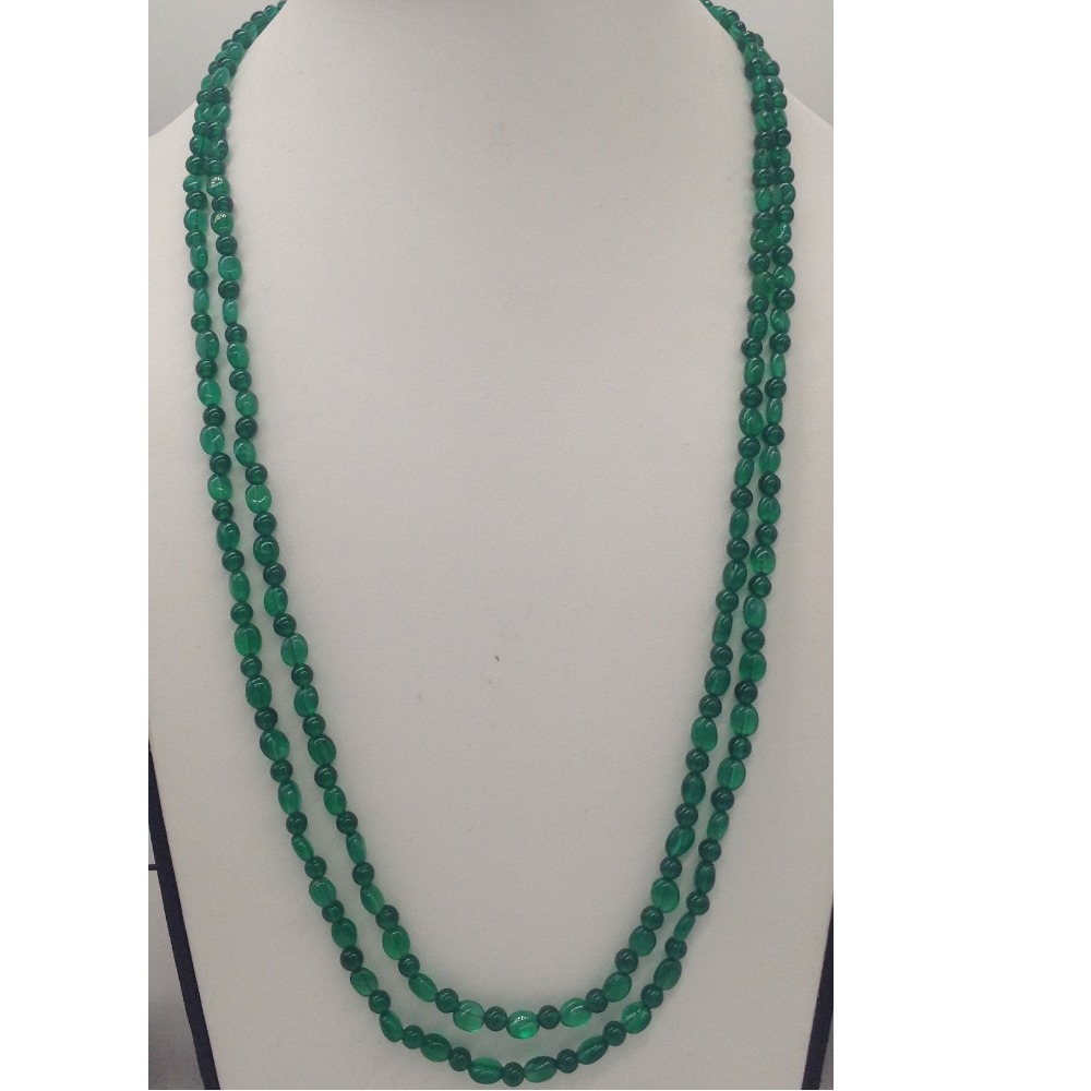 Natural Green Onyx Oval Beeds 2 Layers Necklace JSS0043