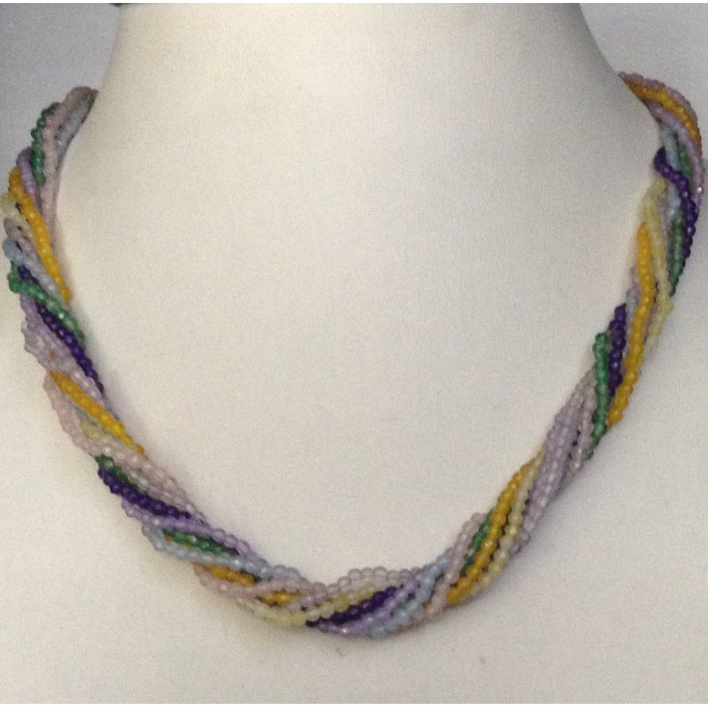 Multicolour CZ Round Faceted Beeds 8 Layers Necklace JSS0028